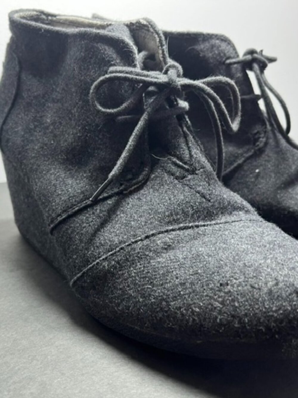 Toms Grey Wool Size 10 Women's Wedge Boot